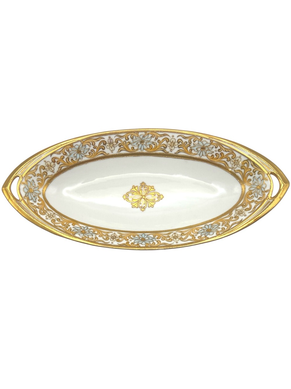 Antique 1900s RC Nippon Noritake Moriage Gold Serving Dish Art‎ Nouveau 13”